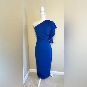 Fashion Nova | Dresses | Fashion Nova Xl Elegant Blue Oneshoulder Dress  Midi See You At The Yacht Club | Poshmark
